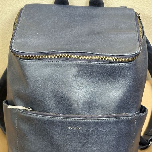 Matt & Nat Vegan Leather Backpack - Navy Blue - Picture 2 of 16